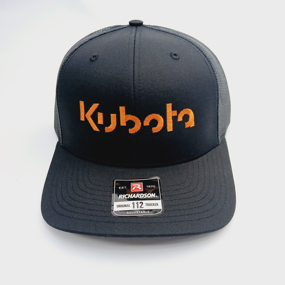 Kubota Orange Embroidery Black Richardson 112 Mesh Snapback Trucker Hat